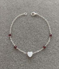 925 Sterling Silver gemstone Heart bracelet-Dainty silver bracelet