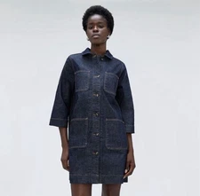 Everlane Denim Chore Dress Jacket Women’s M Blue Button Front Utility