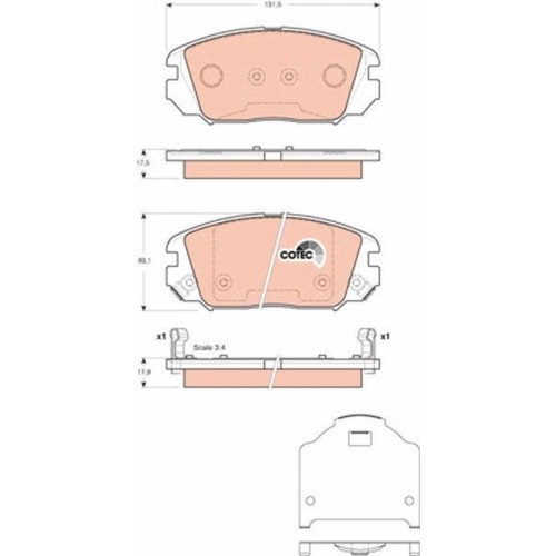 Plaquettes TRW GDB3409 Cotec à haute résistance thermique pour Hyundai