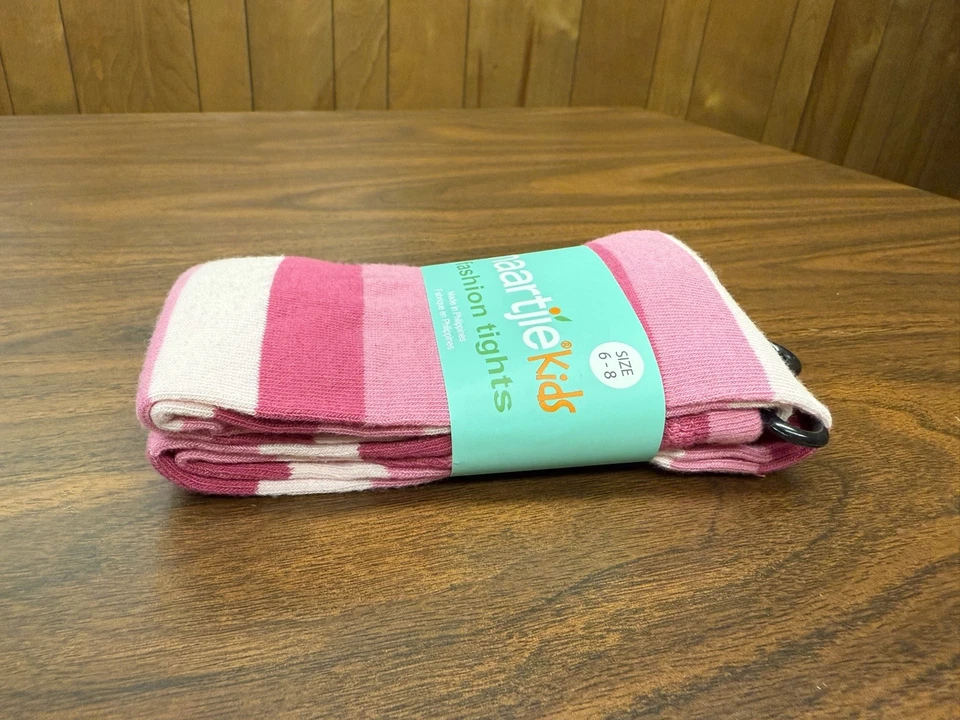 NWT Naartjie Kids Fashion Tights Girls 6-8 Pink  Stripe Polka Funky - Image 4 of 4