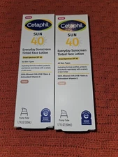 Cetaphil Sun SPF 40 Tinted Face Lotion, Broad Spectrum, 1.7 Fl Oz Lot Of 2