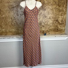 Resa Lily Slip Dress Womens XS Sleeveless Cortez Geometric Orange and Blue
