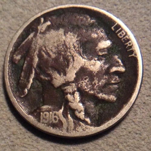 1916-D  BUFFALO NICKEL  C-32 YOU GRADE FREE SHIPPING DARK COIN SOME CORROSION