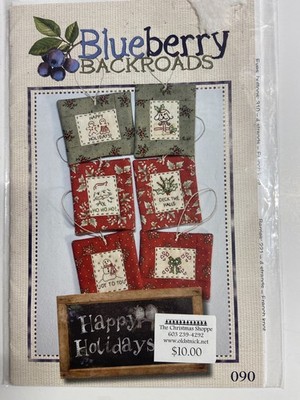 Blueberry Backroads Happy Holidays IV ornament embroidery  pattern