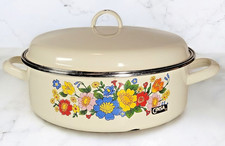 Sartén/horno holandés vintage años 70 esmaltada flores dulces floral