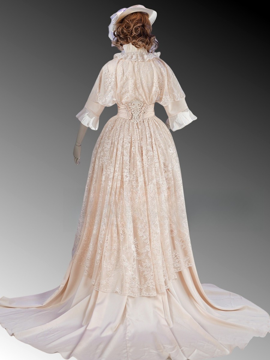 Victorian Edwardian Lace Overlay Wrapper Wedding Dresses Vintage Bridal Gown  | eBay