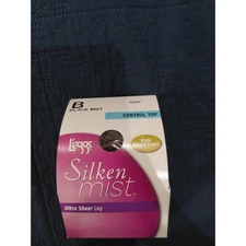 Leggs silken mistake sheer leg control top black mist nylons size B