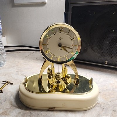 Germany Staiger Table Clock Dome 8-day Small vtg Oval Mid century