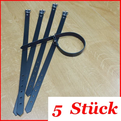 5 Stück Lederriemen mit Schnalle 49cm x 2cm Leder Riemen - Lederband Ledergurt