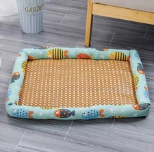 Cooling Pet Mat for Dogs and Cats   Natural Rattan Straw Pad, Breathable Summe
