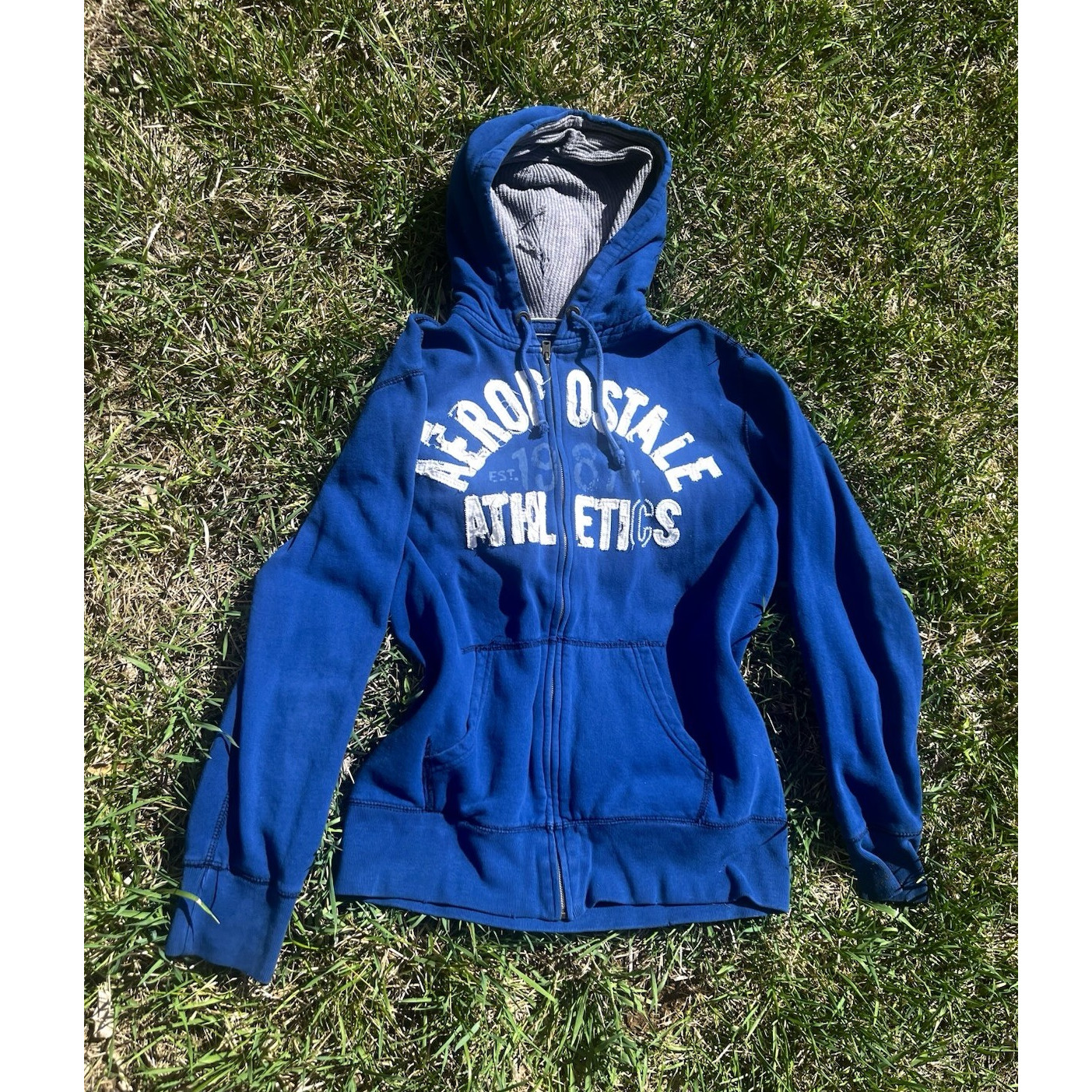 Aeropostale Blue Full Zip Hoodie Women S Cotton Blend Fleece Hooded Pockets Logo