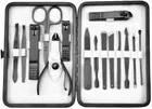15pcs Black Stainless Steel Manicure Set, Professional Grooming Kit Nail Care