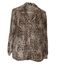 DRESS BARN 100% Silk Small Women's Top Blouse Shirt Leopard Print 
