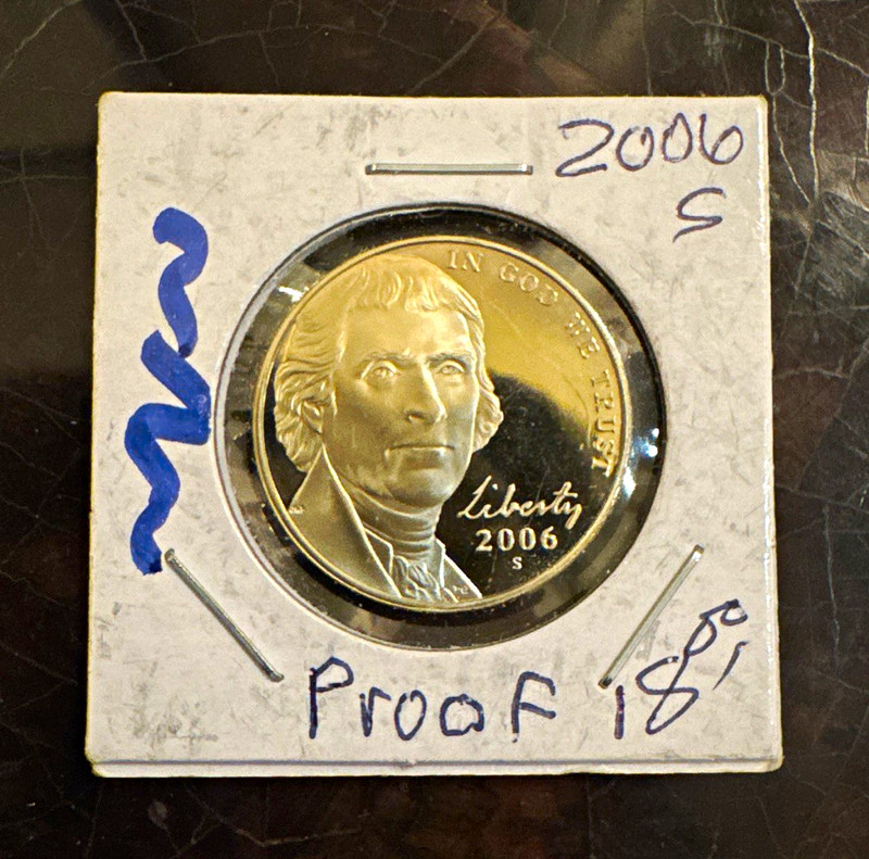 2006-S Jefferson Nickel 5C Proof Coin San Francisco Mint Monticello
