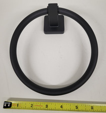 Wall Mounted Round Closed Towel Ring Towel Holder Matte Black No Hardware 