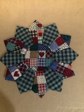 Handmade Quilted 10” Country Patchwork Rustic Farmhouse Table Topper, NEW