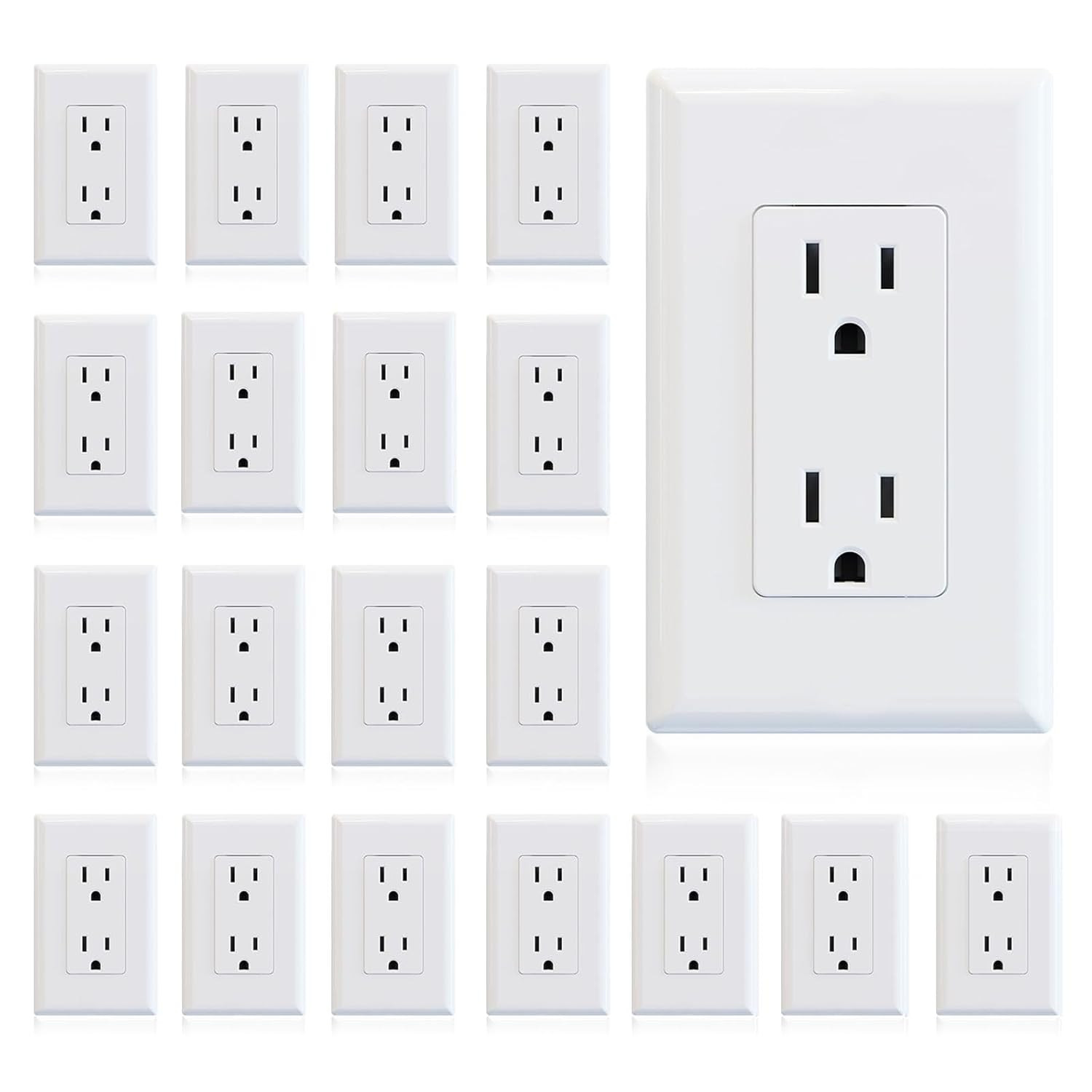 Matte White Standard Decorator Electrical Wall Receptacle Ou