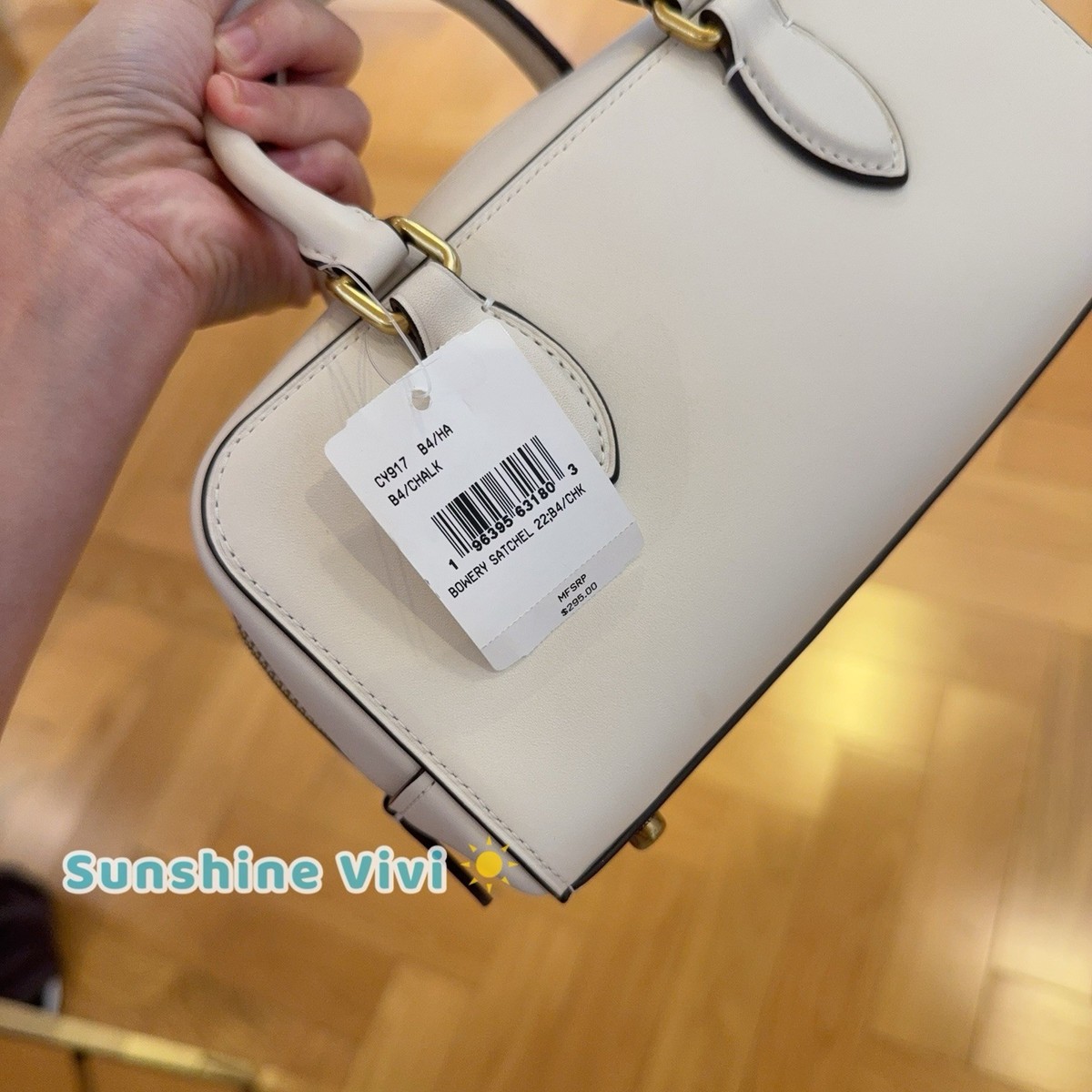 NWT Coach Bowery Satchel 22 in Brass/Chalk White Glovetanned