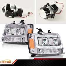 Fits 2007-14 Chevy Tahoe Suburban Avalanche Chrome Led Drl Lamps Headlight