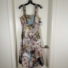 Tamari Printed Metallic Jacquard Midi Cocktail Dress Size 12