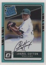 2017 Donruss Optic Rated Rookies Base Aqua Prizm 82/125 Jharel Cotton Auto tj0