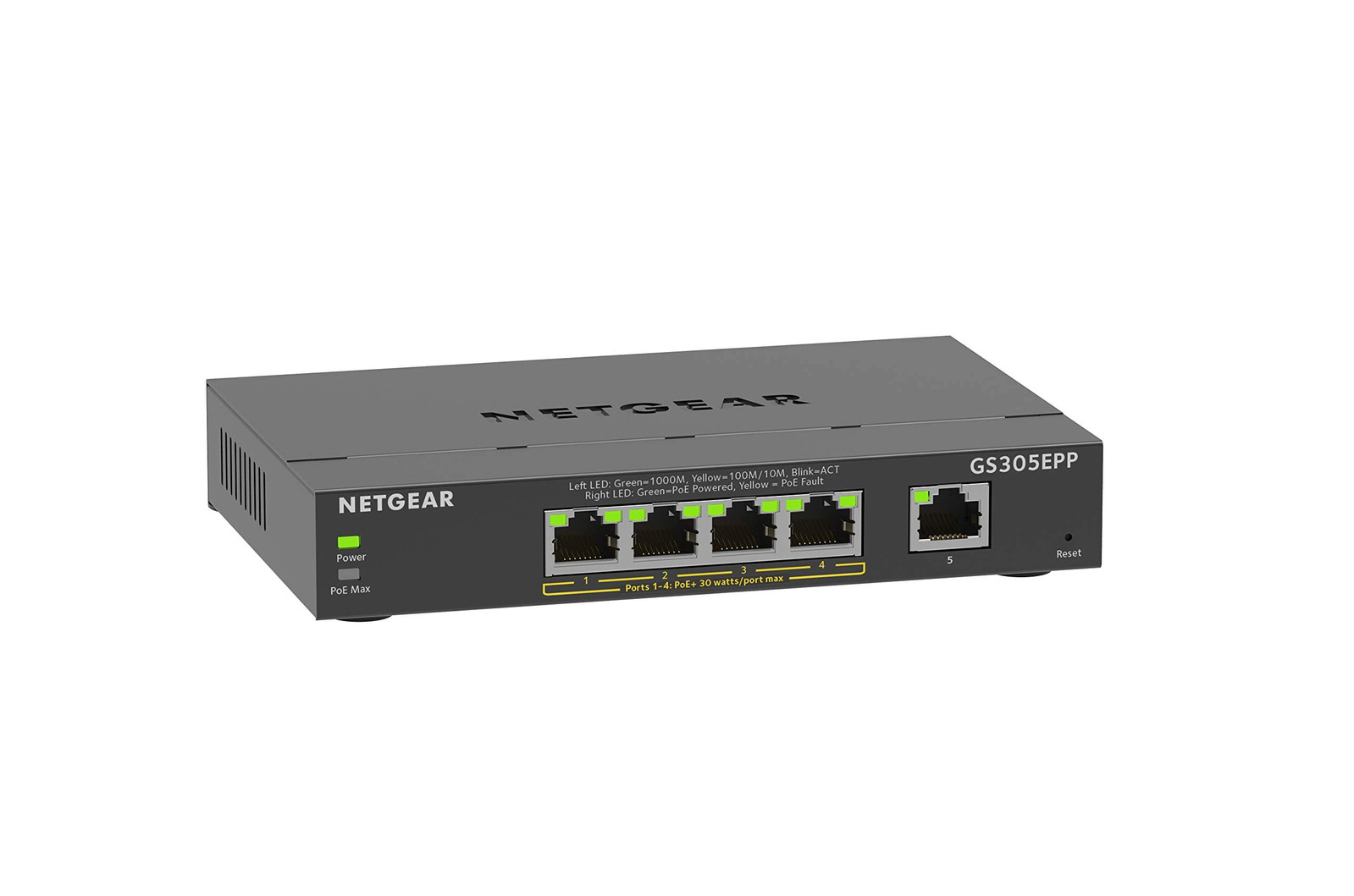 NETGEAR Switch PoE Plus 5 Porte GS305EPP, Supporto VLAN, QoS, Switch Ethernet Gi
