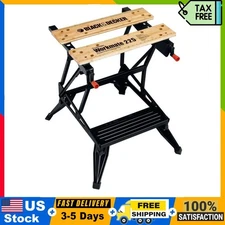 Portable Work Bench & Vise, Adjustable Height, Heavy-Duty Steel, Foldable Design