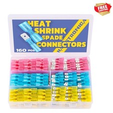 160pcs Heat Shrink Spade Connectors,AWG 22-10 Female and Male Wire Connectors...