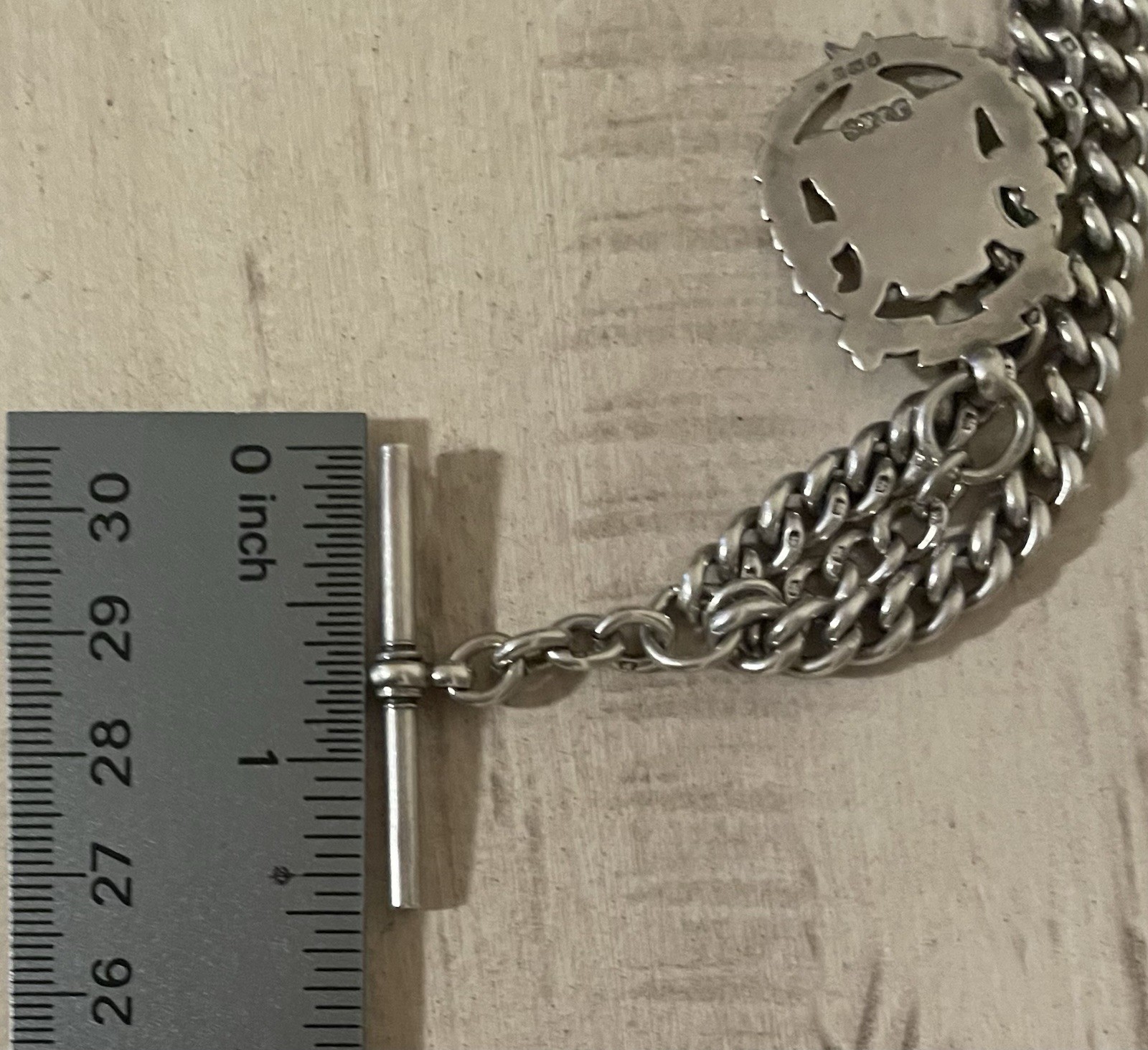 Solid Sterling Silver Watch Chain Full English Ha… - image 17