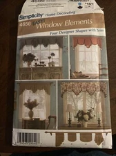 SIMPLICITY 4656 VALANCE Ascot Pleat Home Window Elements Sew Pattern 2005 UNCUT