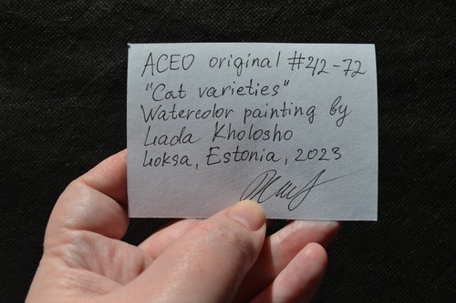 ACEO Katzenportrait - Tusche & Aquarell Minimalismus - Bild 3 von 3