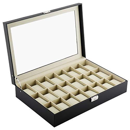 24 Slot PU Leder Uhrenbox/Uhrenetui/Schmuck Display Aufbewahrung Organizer Box - Bild 4 von 9