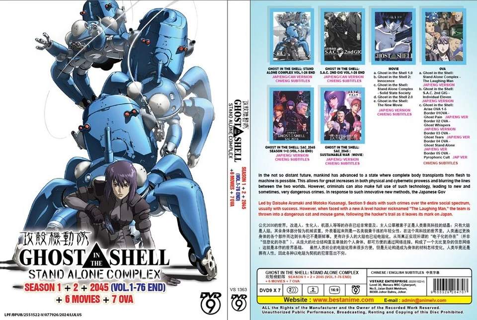 DVD ANIME GHOST IN THE SHELL: STAND ALONE COMPLEX SEA 1-2+2045 ENG DUB+ENVÍO GRATUITO Foto 3 de 4
