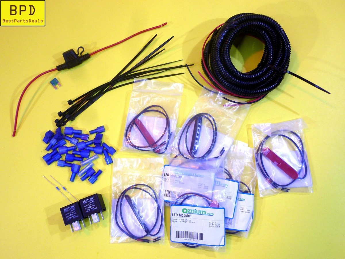 8x Cool White OZNIUM 1320 Straight Black And Harness Kit | eBay