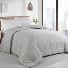 Oversized King Comforter 120x120, Lightweight Down Alternative, Light Grey