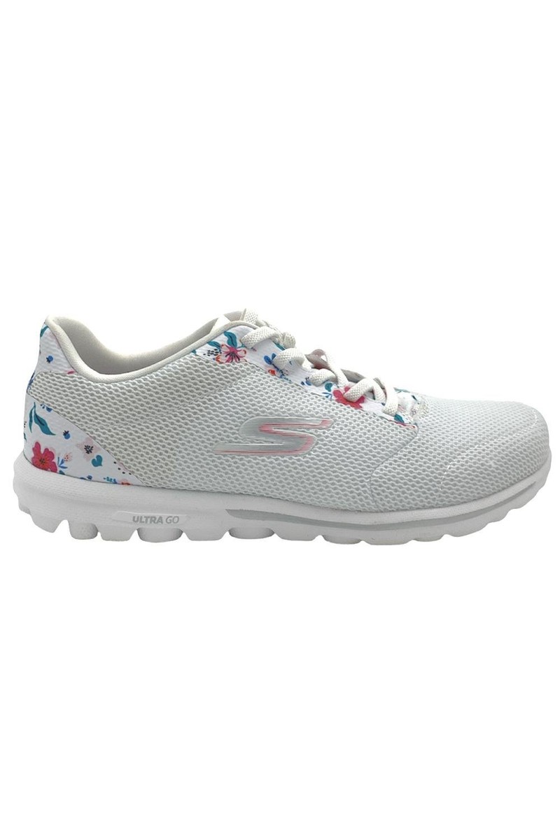 Skechers GOwalk Floral Print Washable Bungee Sneakers Classic White