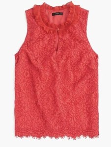 j crew lace ruffle neck top