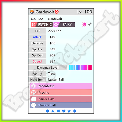 GARDEVOIR ✨ Ultra SHINY 6IV ✨ Pokemon SWORD and SHIELD lv100 EVs +MasterBall