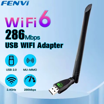 Fenvi WiFi 6 USB Adapter AX286 Netzwerkkarte Dongle 2,4GHz 802.11AX Signal für PC