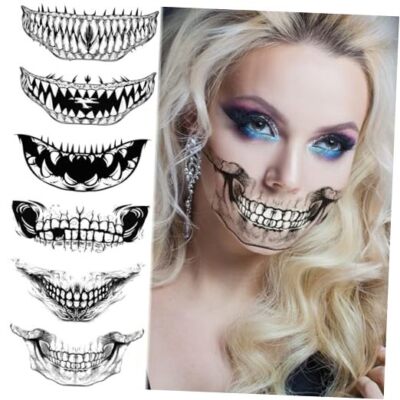 Halloween Face Tattoos Fake Skeleton Sticker Vampire Costumes