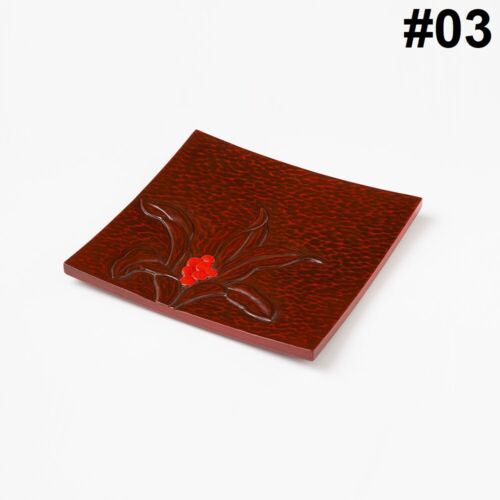 Kamakura-bori Square Plate (Vermilion) (Japanese Wooden Plate) - Picture 3 of 5