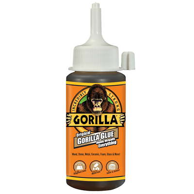 Gorilla Original Brown Polyurethane Glue, 4 Ounce Bottle, 1-2 Hours dry time