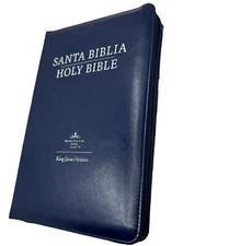 Biblia Bilingue Tam. Personal RVR1960 Azul Marino/ NBlue Bilingual Bible Kjv ind