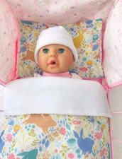 Dolls Pram Cot Bedding Set  Bunny Bunnies Rabbits  Fits Baby Annabell &Baby Born