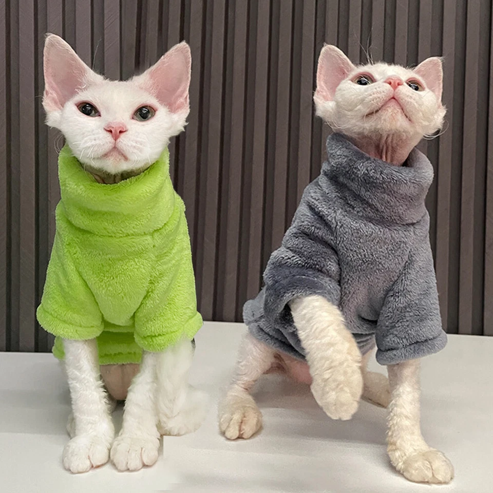 Suéter Pullover para Gato Sin Pelo Ropa Esfinge Sudadera con Capucha Suministros para Mascotas Foto 3 de 4
