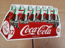 Embossed Tin Coca Cola Sign 12 Pack Cock Carry Case  New