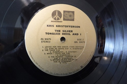 Kris Kristofferson, The Silver Tongued Devil & I, 1972 Monument ZQ 31679 SQ Quad - Picture 5 of 5