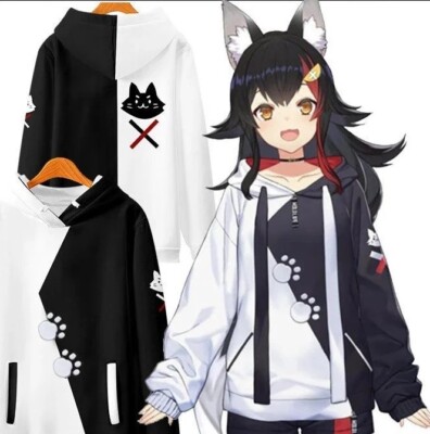 1x T-Shirt Style & 1x Long Sleeve! Hololive VTuber Ookami Mio Hoodie 3D Style