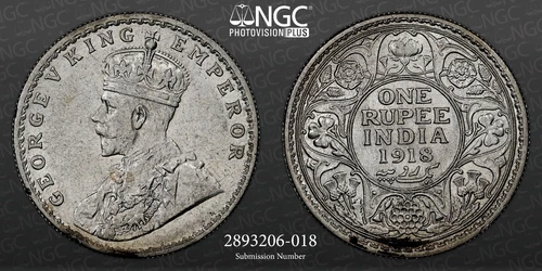 British India 1918(B) INDIA RUPEE NGC MS 61