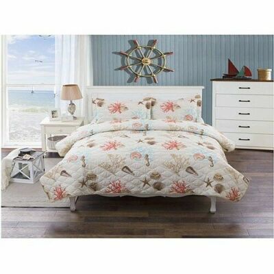 Seashell Sea Horse Shell Breeze Coral Starfish Nautical Ocean Seaside Quilt Set